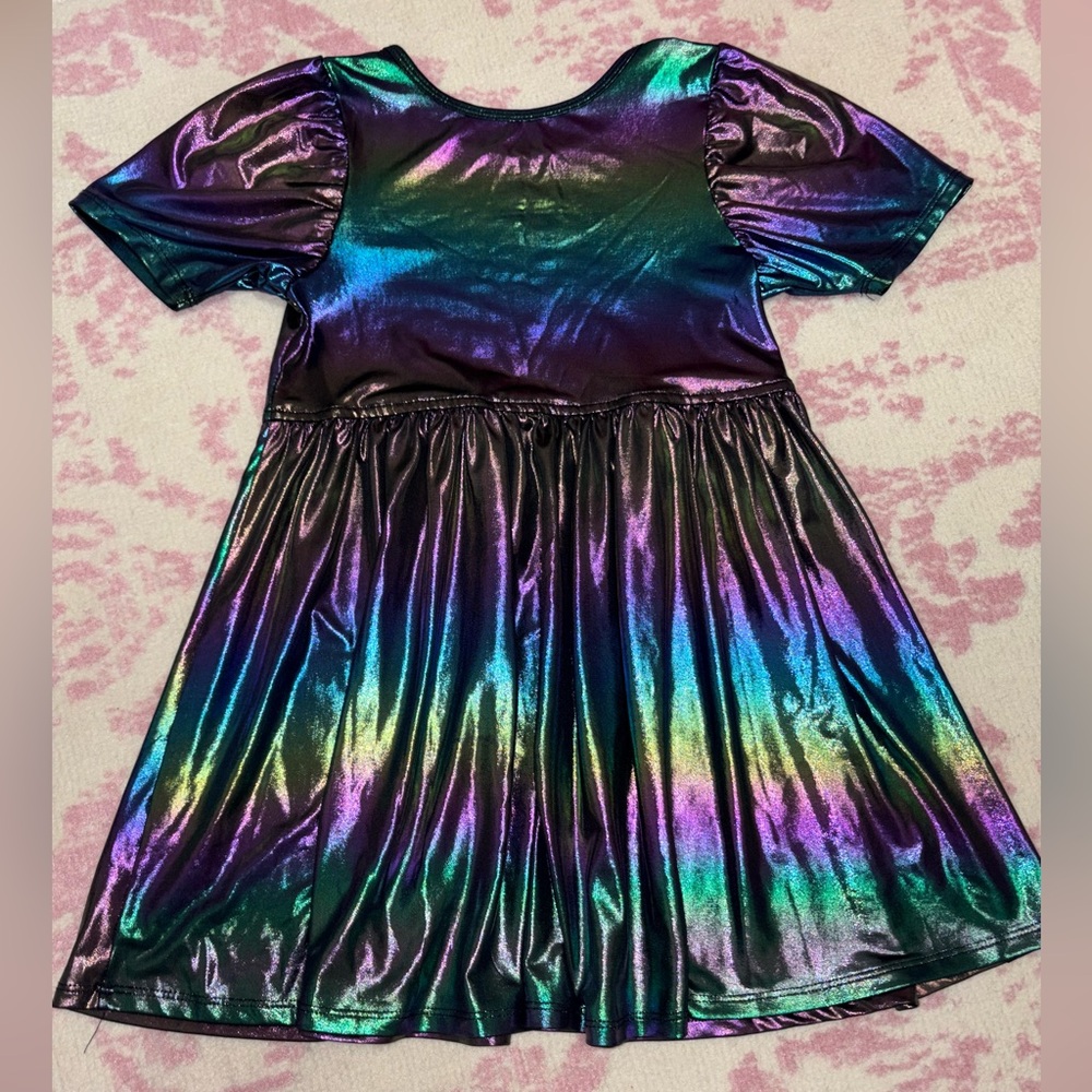 Pink Chicken Laurie Lame Dress - Rainbow Iridescent 7 y Girls - Picture 6 of 7